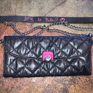 Vera Wang Versatile Black and Pink‎ Puffer Shoulder Bag/Clutch